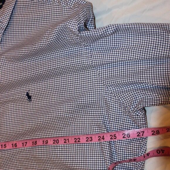 Ralph Lauren Black White Check 100% Cotton Blend Button-Up Shirts Men Size 17.5 - Picture 10 of 11